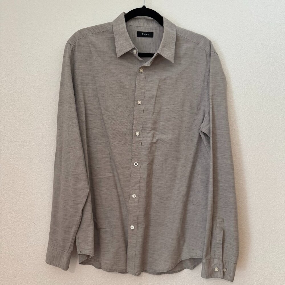 Theory Lightweight Button Down Shirt | Neutral Heather Gray